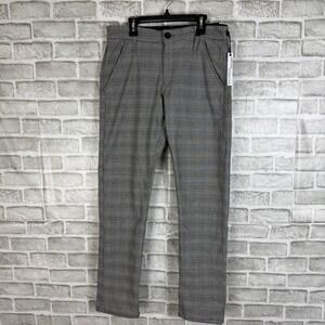 Fried Denim Slim Fit Tech Stretch Waist Grey Glen Plaid Pants 34 x 30 NWT